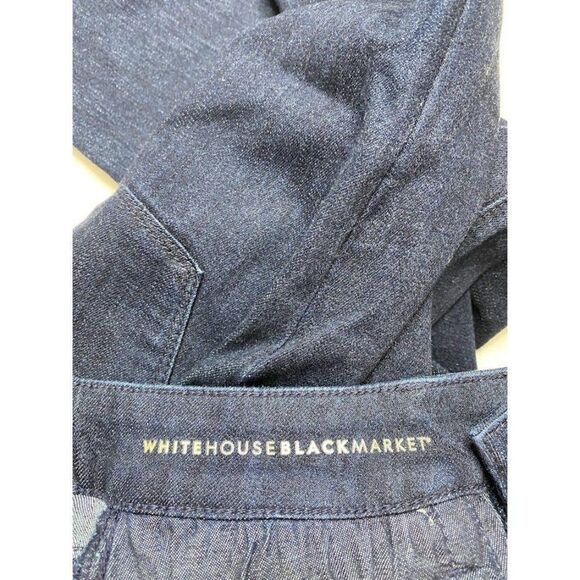 White House Black Market Dark Wash Denim Slim‎ Ankle Gold Cuff Mid Rise Jeans 00 - Picture 4 of 11